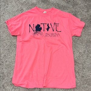 Michigan Native Born & Raised Coral Pink Graphic Tee small